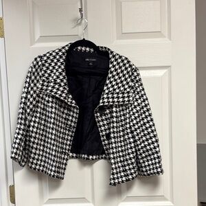 I.N. Studio Black and White Blazer Cropped Houndstooth
